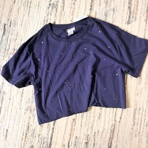 Navy blue pre cropped tee